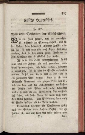 Eilftes Hauptstück. Von dem Verhalten der Kindbetterin.
