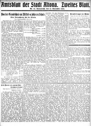 Nummer 46. Zweites Blatt. : Sonnabend, den 13. November 1926
