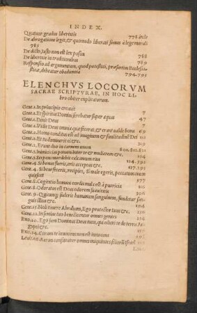 Elenchus Locorum Sacrae Scripturae, In Hoc Libro obiter explicatorum.