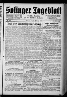 Solinger Tageblatt : die Nachmittagszeitung der Klingenstadt : aelteste Tageszeitung im Stadtkreis Solingen