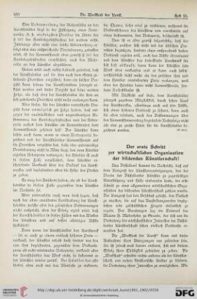 1: Der erste Schritt zur wirtschaftlichen Organisation der bildenden Künstlerschaft!