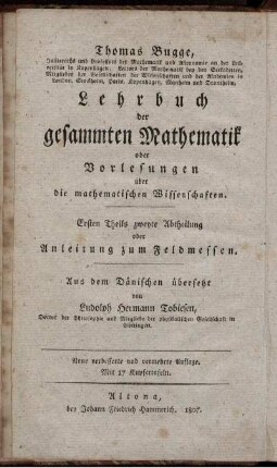 Theil 1, Abtheilung 2: Lehrbuch der gesammten Mathematik oder Vorlesungen über die mathematischen Wissenschaften. Ersten Theils zweyte Abtheilung
