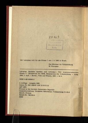 Der Lehrplan tritt ...