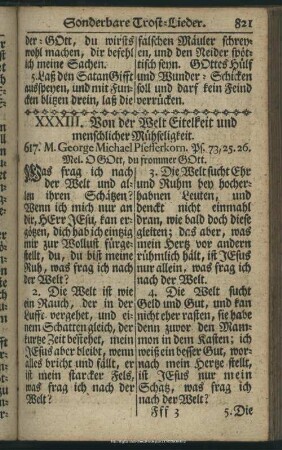 XXXIII. Von der Welt Eitelkeit und menschlicher Mühseligkeit