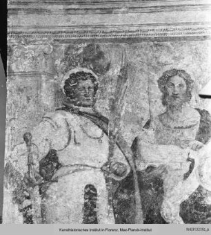 Fassadenfresken: der heilige Florian, Johannes der Täufer und Stephanus, Christophorus, Marienkrönung und Epiphanie