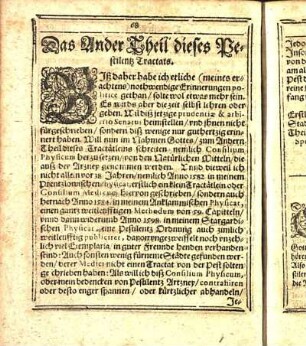 Das Ander Theil dieses Pestilentz Tractats.