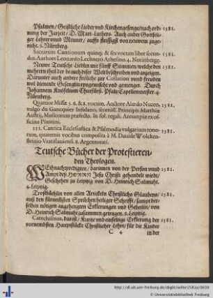Teutsche Bücher der Protestierenden Theologen.