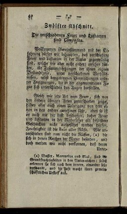 Zwölfter Abschnitt. Die verschiedenen Feuer und Luftarten sind Composita.
