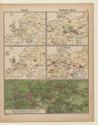 Deutsches Reich, Textilindustrie, Metall-Industrie und Bergwerksbezirke