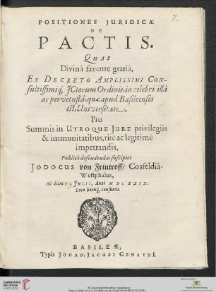 Positiones Iuridicae De Pactis