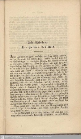 Erste Abtheilung. Die Zeichen der Zeit