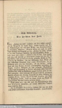 Erste Abtheilung. Die Zeichen der Zeit
