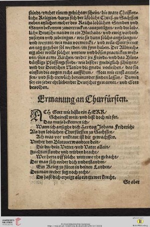 Ermanung an Churfuersten