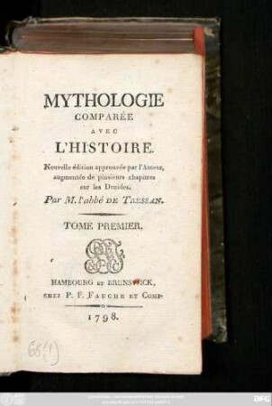Tome Premier: Mythologie Comparée Avec L'Histoire