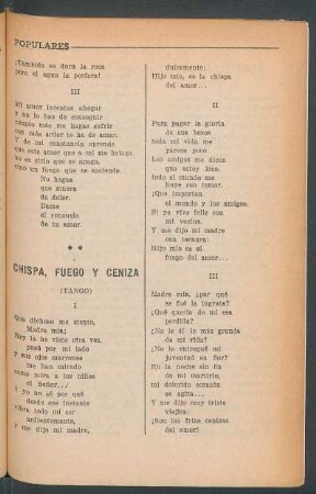 Chispa, fuego y ceniza : (Tango)