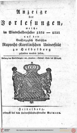 Wintersemester 1822/1823