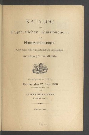 Kupferst., Kunstbücher, Handzeichn. u. s. w. aus Leipziger Privatbesitz : 25.6.