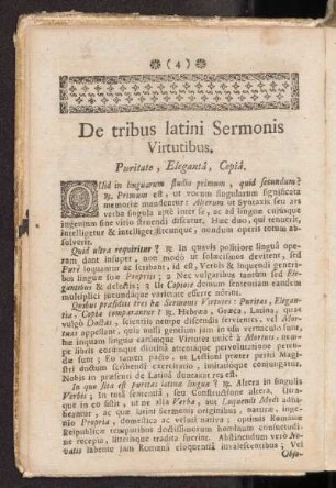 De tribus latini Sermonis Virtutibus