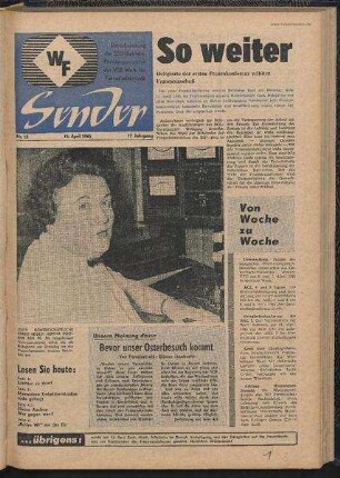 Betriebszeitung 'WF-Sender', Nr.15/1965 (15. April 1965)