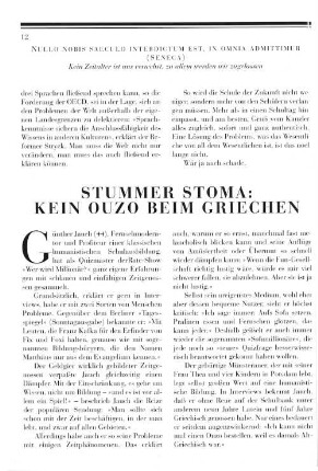 Stummer Stoma: Kein Ouzo beim Griechen