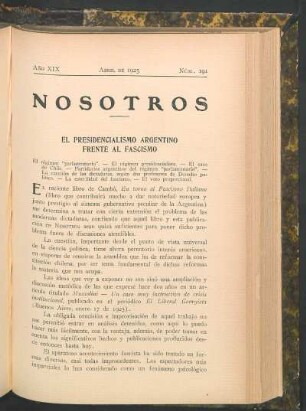 El presidencialismo argentino frente al fascismo
