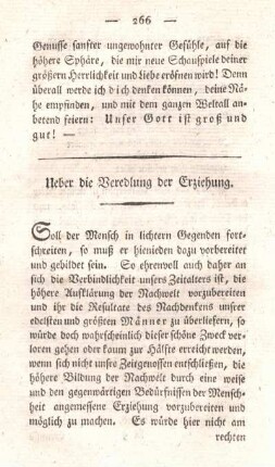 Ueber die Veredlung der Erziehung.