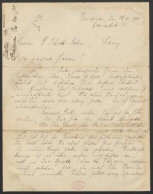 Brief an B. Schott's Söhne : 19.11.1901