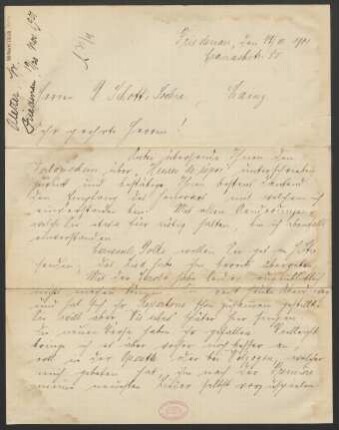 Brief an B. Schott's Söhne : 19.11.1901