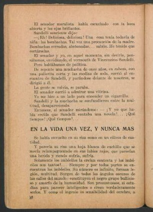 En la vida una vez, y nunca más