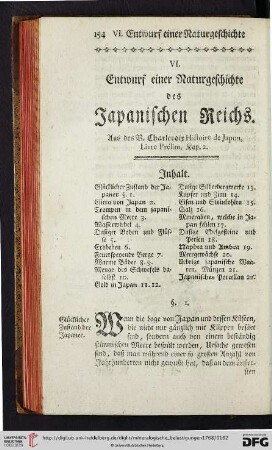 VI. Entwurf einer Naturgeschichte des Japanischen Reichs
