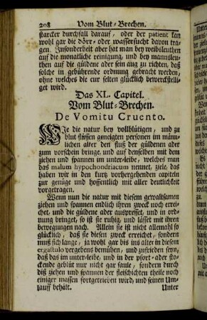 Das XL. Capitel. Vom Blut-Brechen. De Vomitu Cruento. - Das XLVI. Capitel. Das Blut-Harnen. Mictus Cruentus.