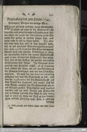 Marienborn den 3ten Octobr. 1745
