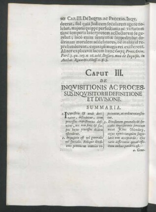 Caput III. De Inquisitionis Ac Processus Inquisitorii Definitione Et Divisione