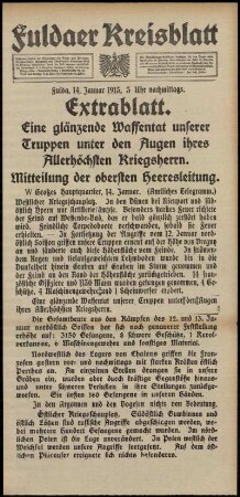 Zweite Ausgabe vom Donnerstag, den 14. Januar 1915.