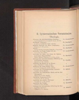 II. Systematisches Verzeichniss.