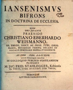 Iansenismvs Bifrons In Doctrina De Ecclesia