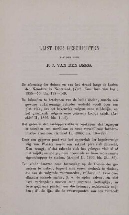 Lijst der geschriften.