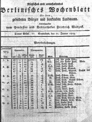 Drittes Stueck, Sonnabend, den 21. Januar 1809.
