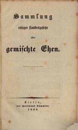 Sammlung einiger Landesgesetze über gemischte Ehen