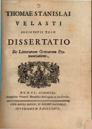 Dissertatio de litterarum Graecarum pronuntiatione
