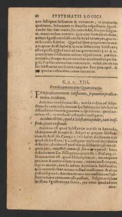 Cap. VIII. Praedicamentum Quantitatis.