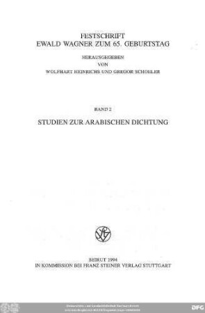 Bd. 2: Studien zur arabischen Dichtung