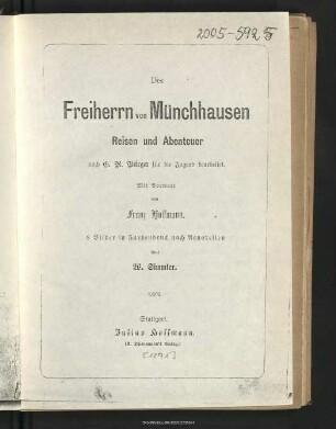 Des Freiherrn von Münchhausen Reisen und Abenteuer