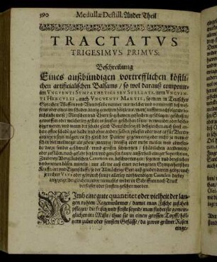 Tractatus Trigesimus Primus. Beschreibung Eines außbündigen vortreffliche köstlichen articialische Balsams [...]