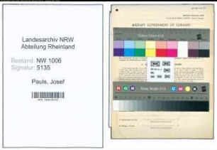 Entnazifizierung Josef Pauls , geb. 22.02.1892 (Hotelier)