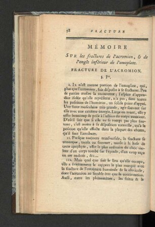 Mémoire sur les fractures de l'acromion, & de l'angle inférieur de l'omoplate.