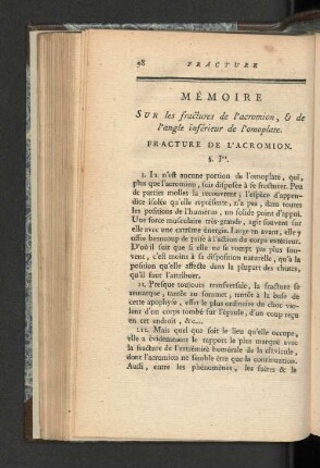 Mémoire sur les fractures de l'acromion, & de l'angle inférieur de l'omoplate.