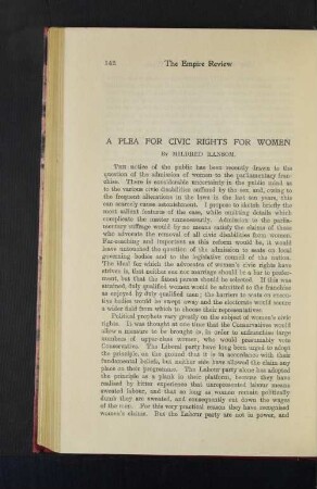 A Plea for civic Rights for Women