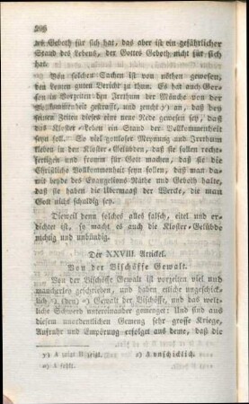 Der XXVIII. Artickel. Von der Bischöffe Gewalt.