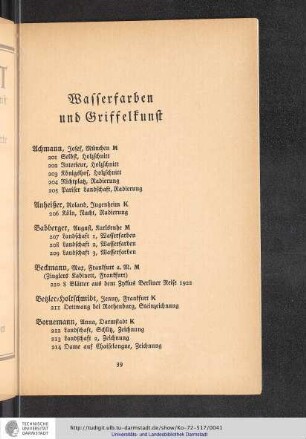 Wasserfarben und Griffelkunst